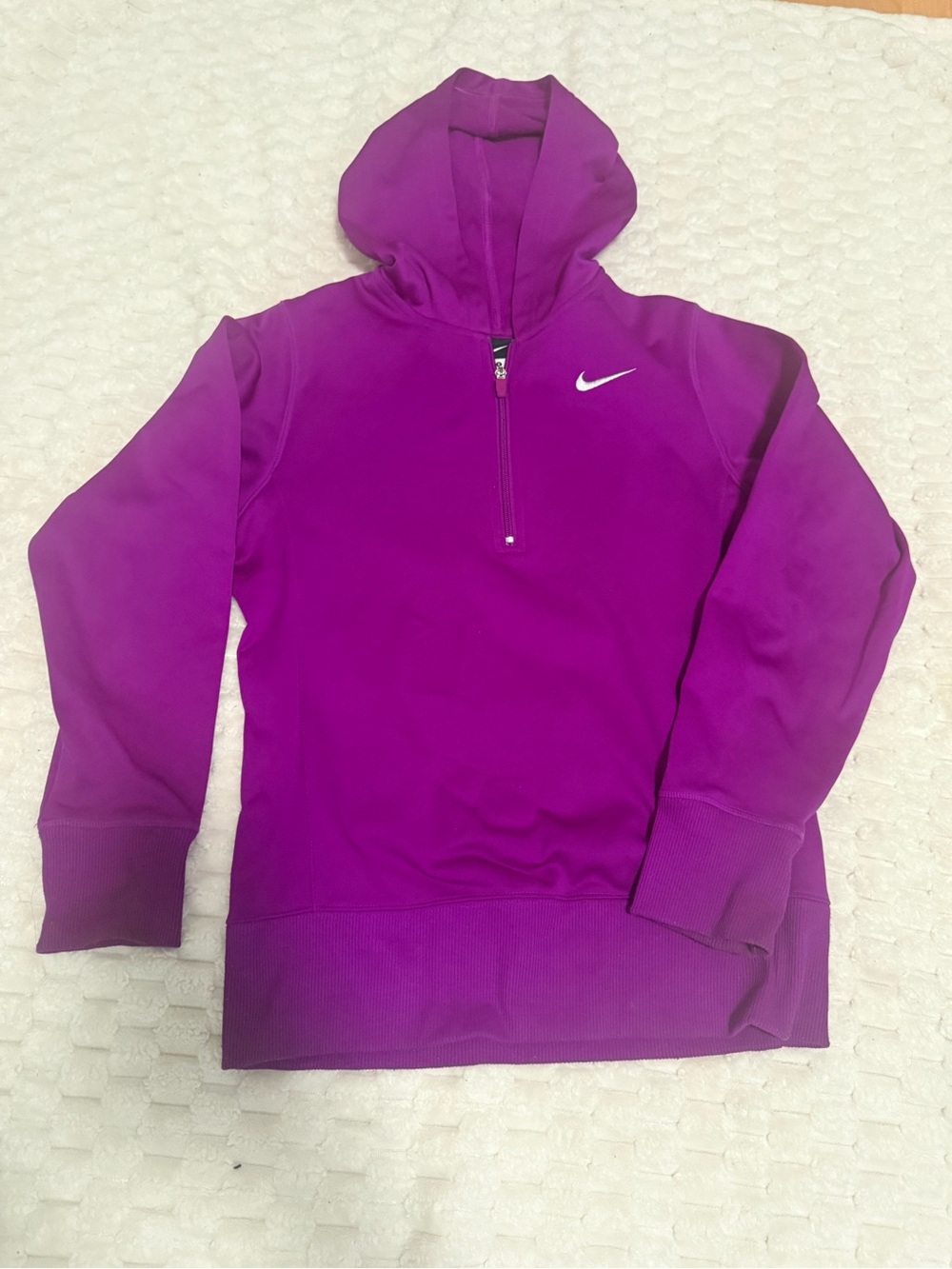 Nike Pink Hooded Half-Zip Pullover with White Swoosh